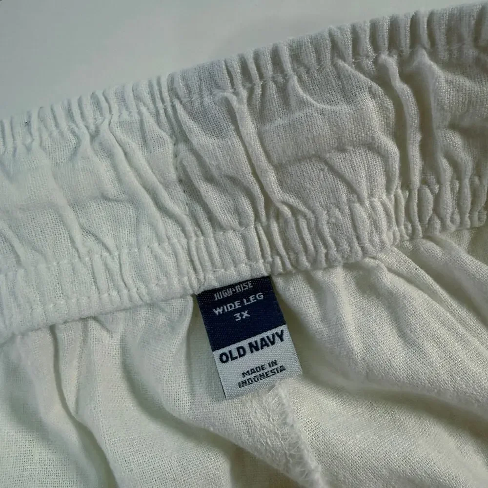 Old Navy High Waisted Linen Blend Wide Leg Pants 3X NEW Summer Travel